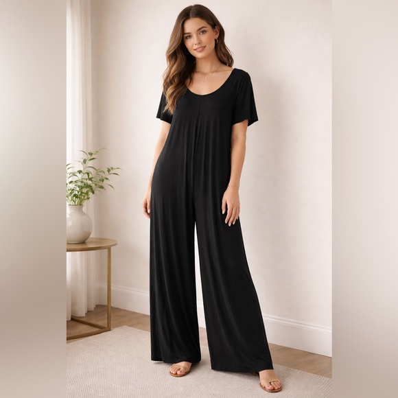 Latched Mama Pants - Latched Mama Black Wide Leg Jumpsuit XS-XXL Freesize Comfort Mama Baby
